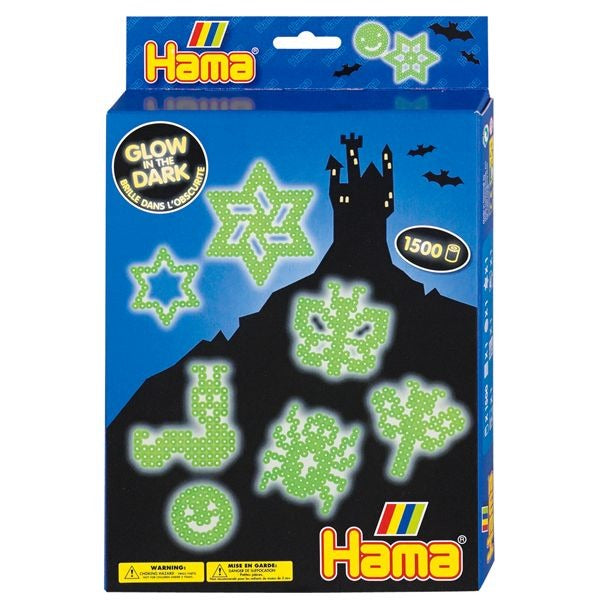 Hama midi strijkkralenset - glow in the dark, 1500st.