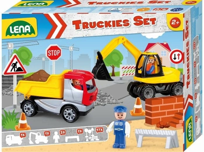 Van Der Doelen Lena - truckies set met graafmachine en kiepwagen
