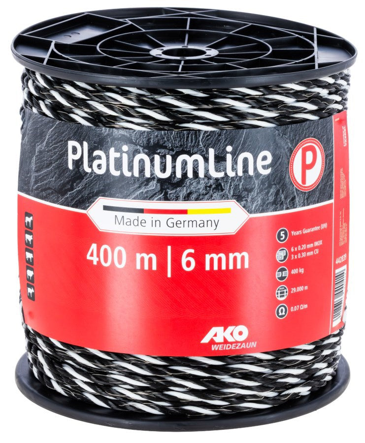AKO Producten platinumline afrasteringskoord 6mm 400m witzwart