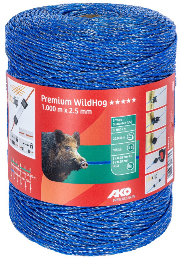 AKO Producten premium wildhog schrikdraad blauw 6x 025 1000m