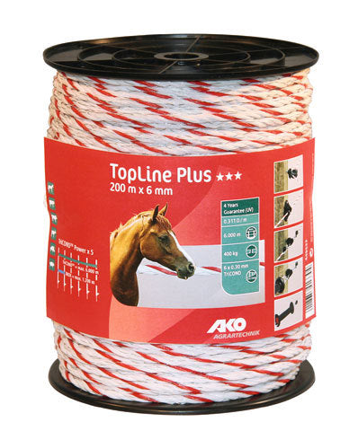 AKO Producten topline plus schrikkoord witrood 6mm 200m tricond