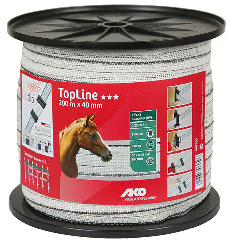 AKO Producten topline schriklint witzwart 4cm 200m