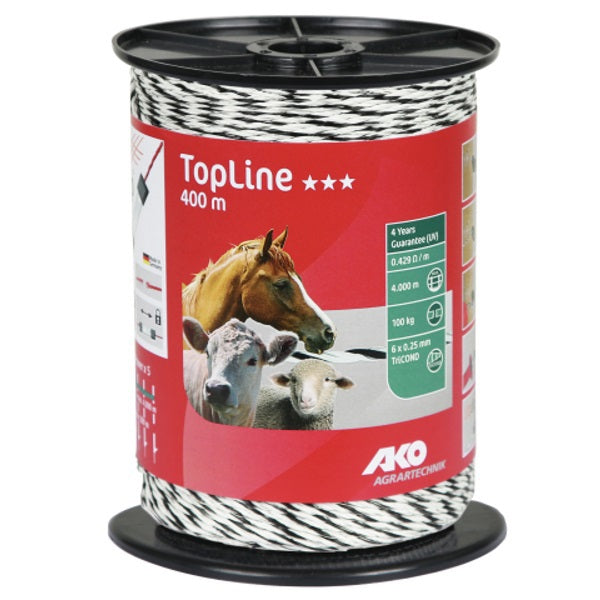 AKO Producten topline schrikdraad witzwart 6x025 tricond 400m