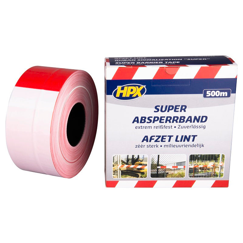 HPX Producten afzetlint roodwit 8cm 500m