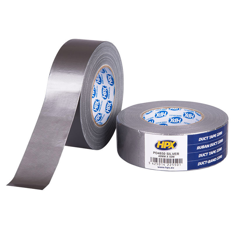 HPX Producten duct tape 2200 zilver 48mm x 50m