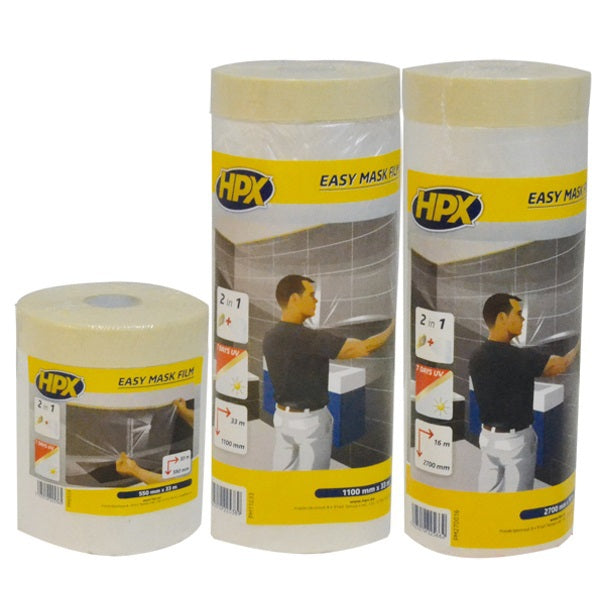 HPX Producten afdekfolie met afplakband easy mask film crepe 270cm x 16m