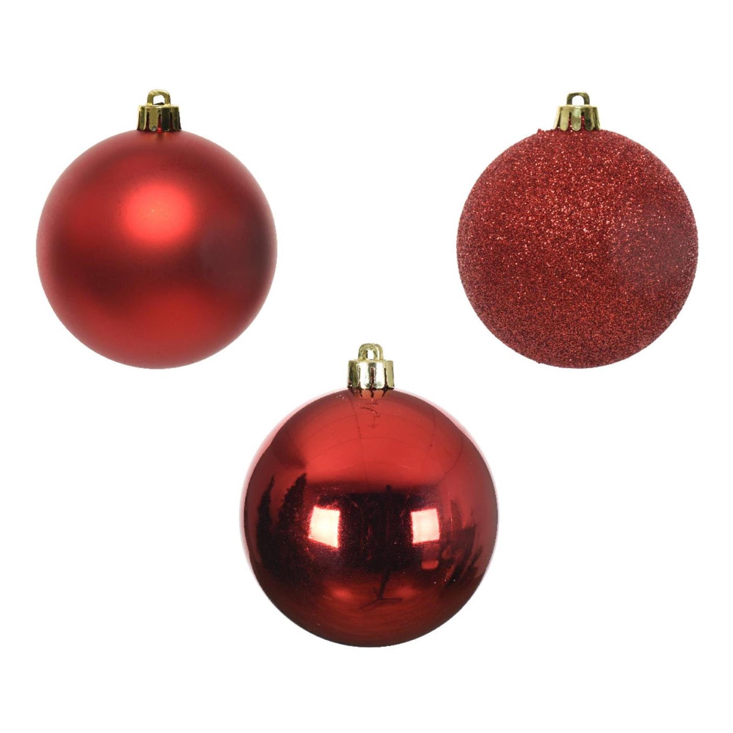 Decoris Kerstballen 6cm kunststof rood 10-dlg