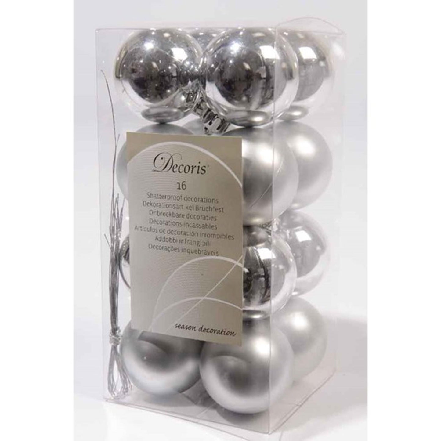 Decoris Kerstballen zilver 40mm 16 stuks
