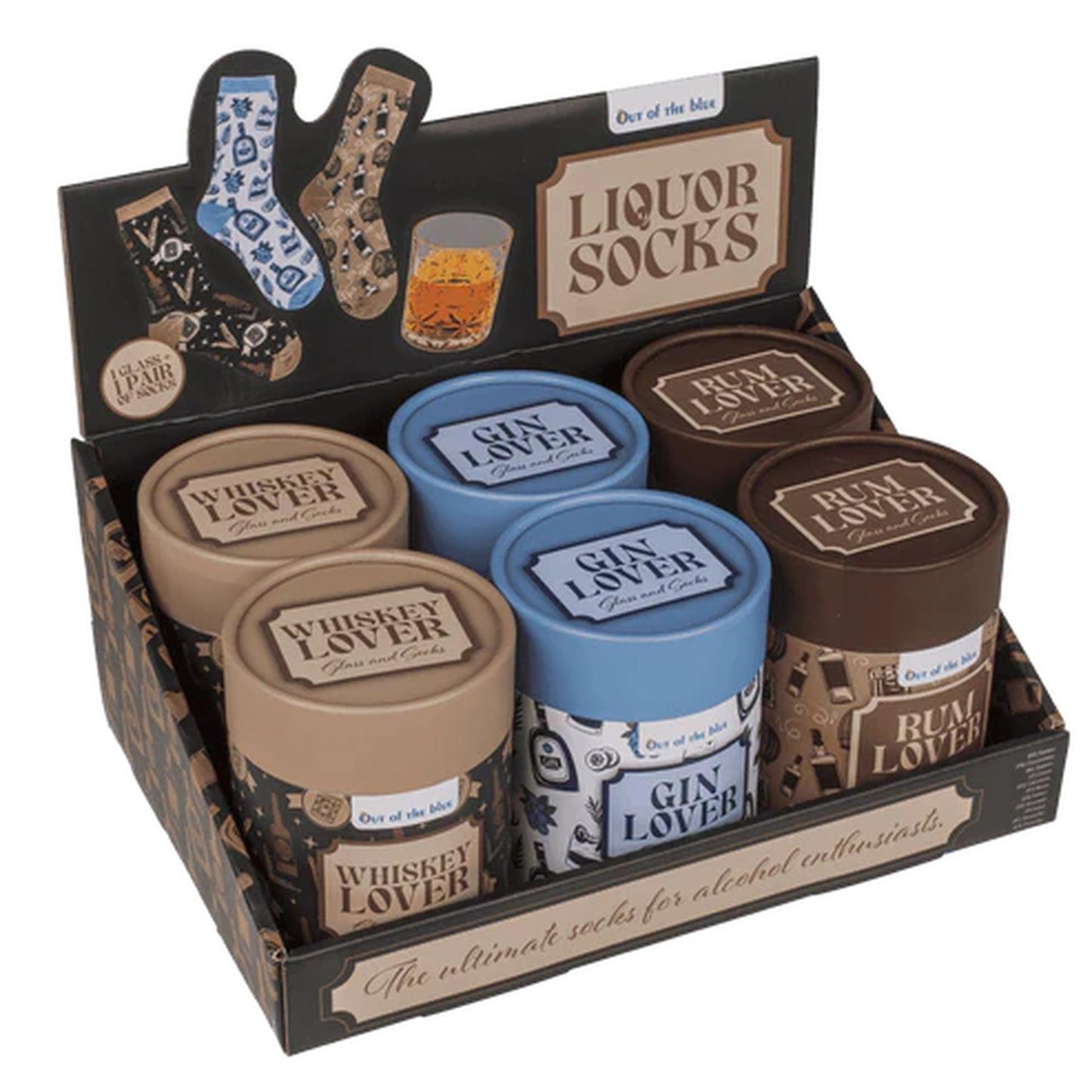 Out Of The Blue Giftset drinkglas 280ml met sokken