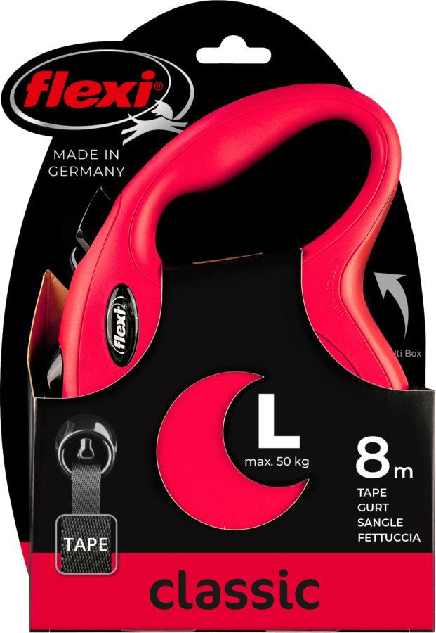 Flexi Producten rollijn new classic band rood l8 meter tot 50kg