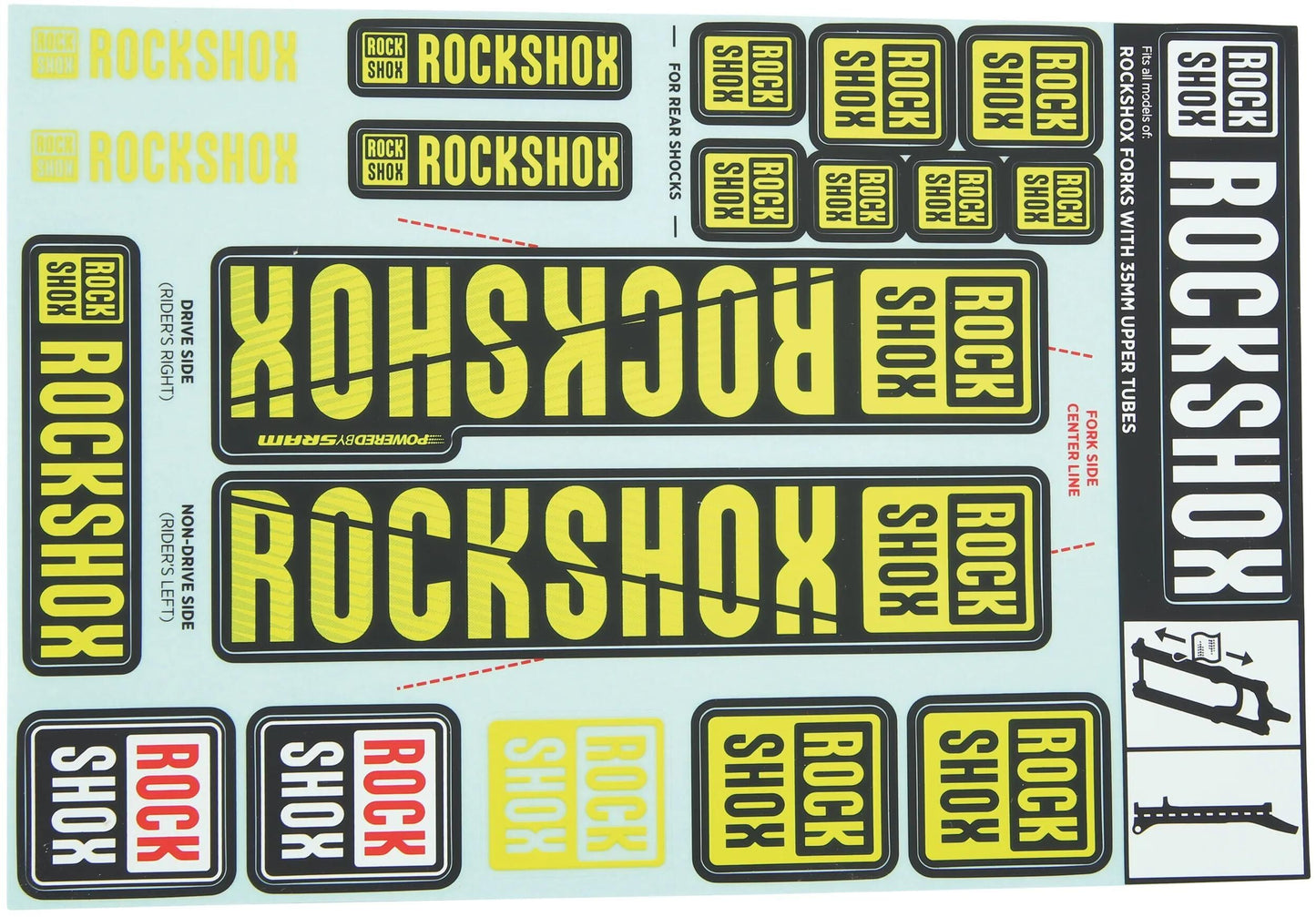 ROCKSHOX dekor set decal set yellow