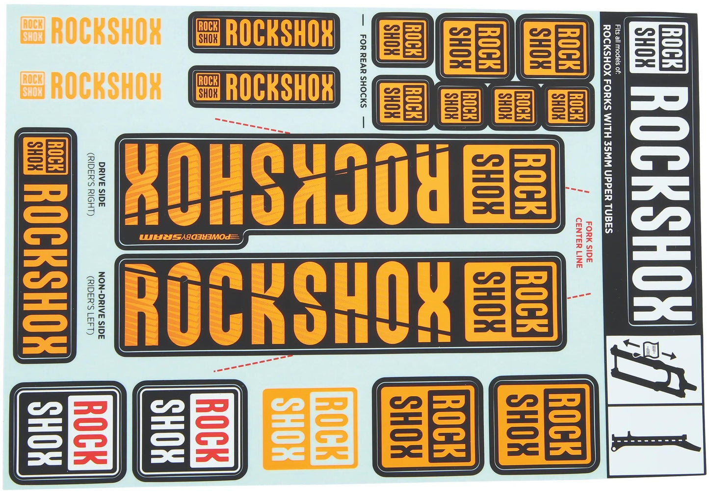 ROCKSHOX dekor set decal set orange