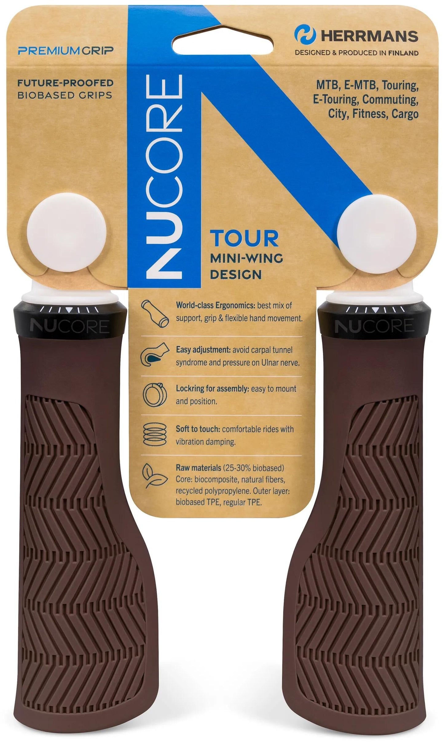 HERRMANS handvatset nucore tour wave 130 130mm bruin