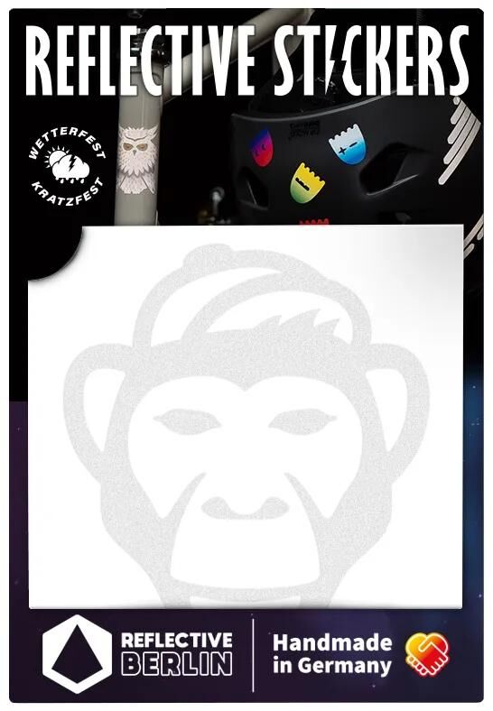 REFLECTIVE BERLIN reflexaufkleber decals ref.sticker ref.berlin monkey white