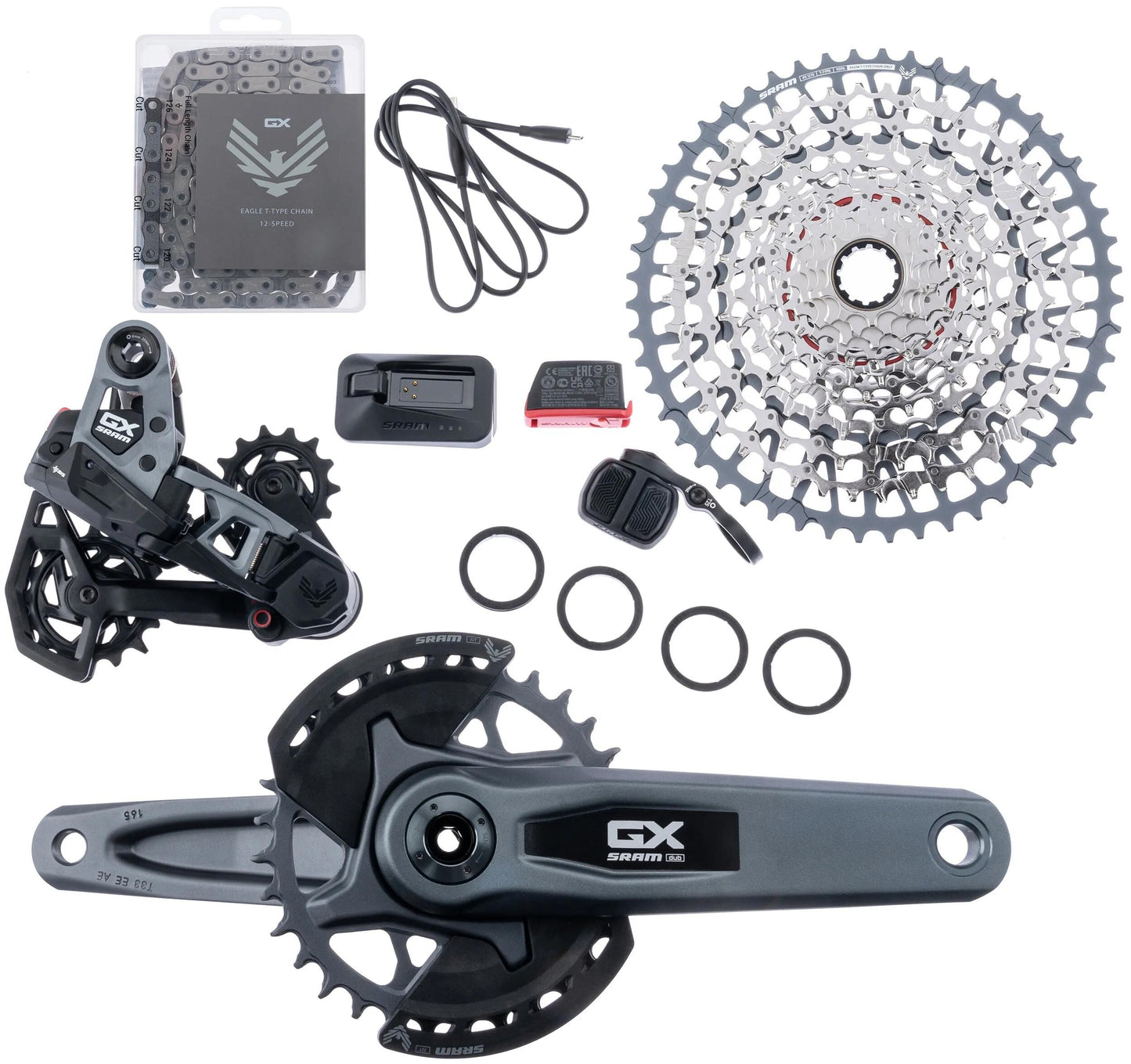 SRAM schaltgruppen-set gx eagle axs transmission groupset axs tt gx eagle 165 mm