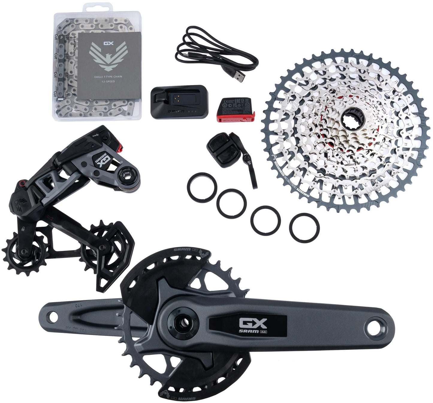 SRAM schaltgruppen-set gx eagle axs transmission groupset axs tt gx eagle 170 mm