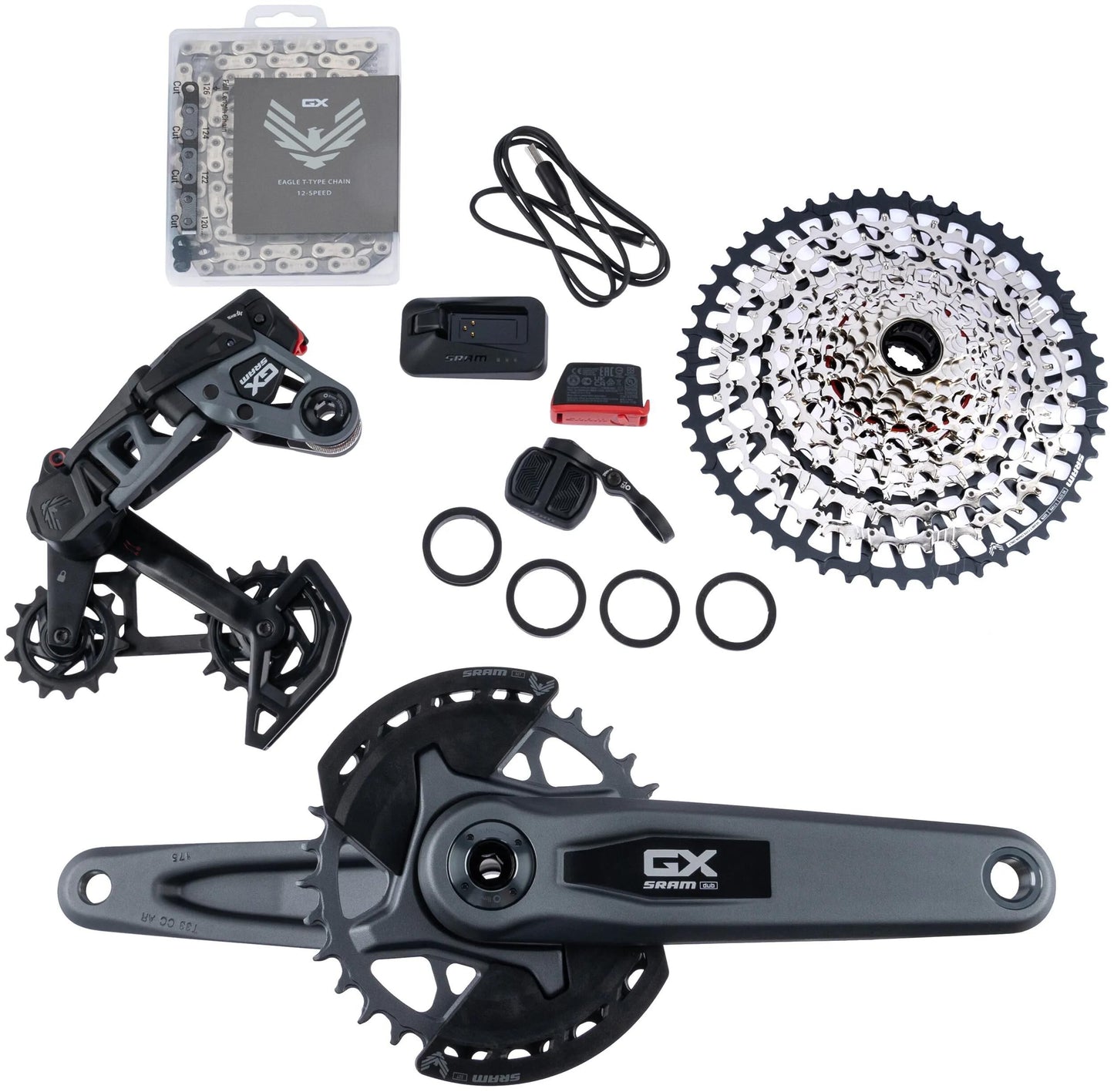 SRAM schaltgruppen-set gx eagle axs transmission groupset axs tt gx eagle 175 mm