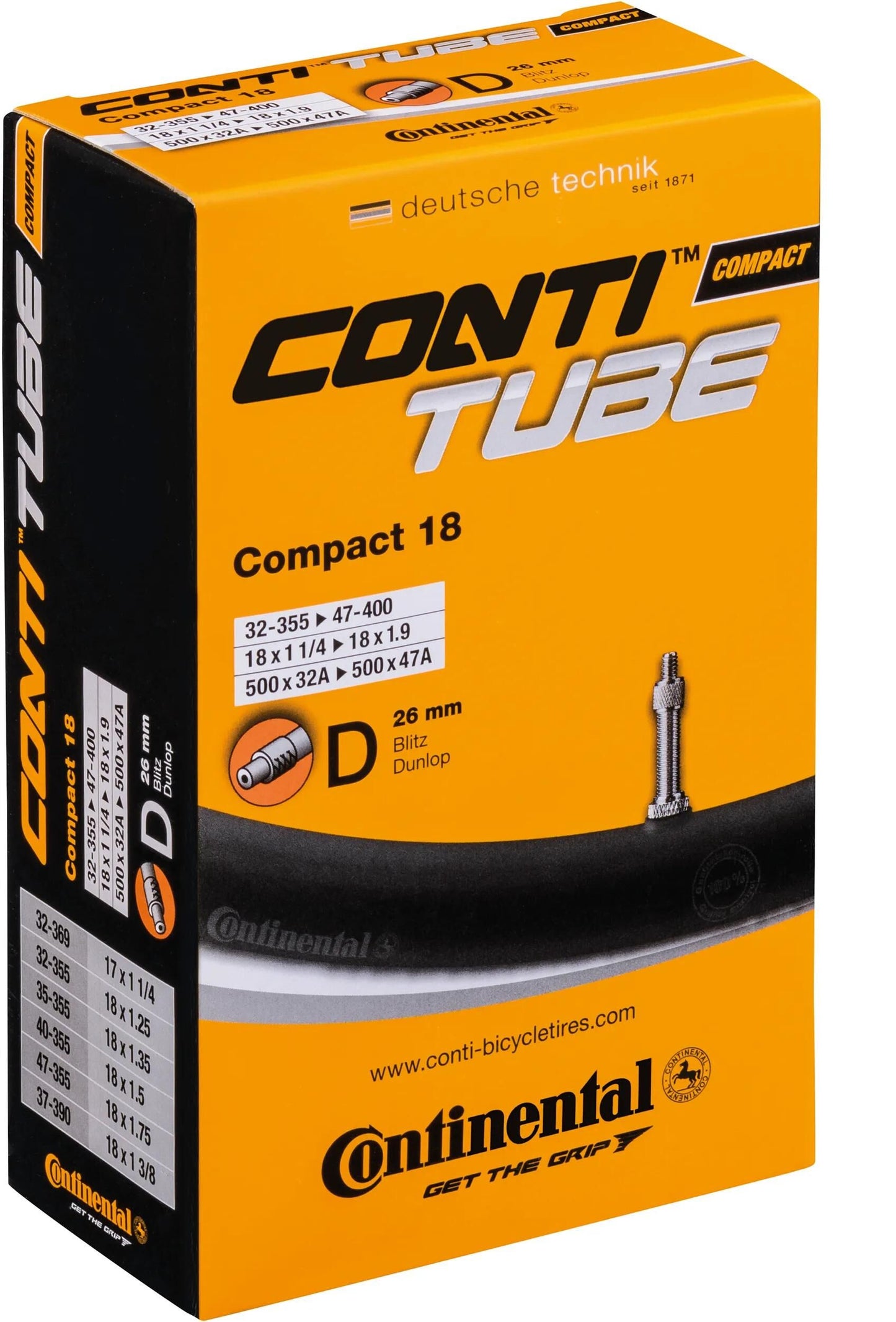 Continental schlauch compact 18 conti tube compact 18 32 47-355 400 d26