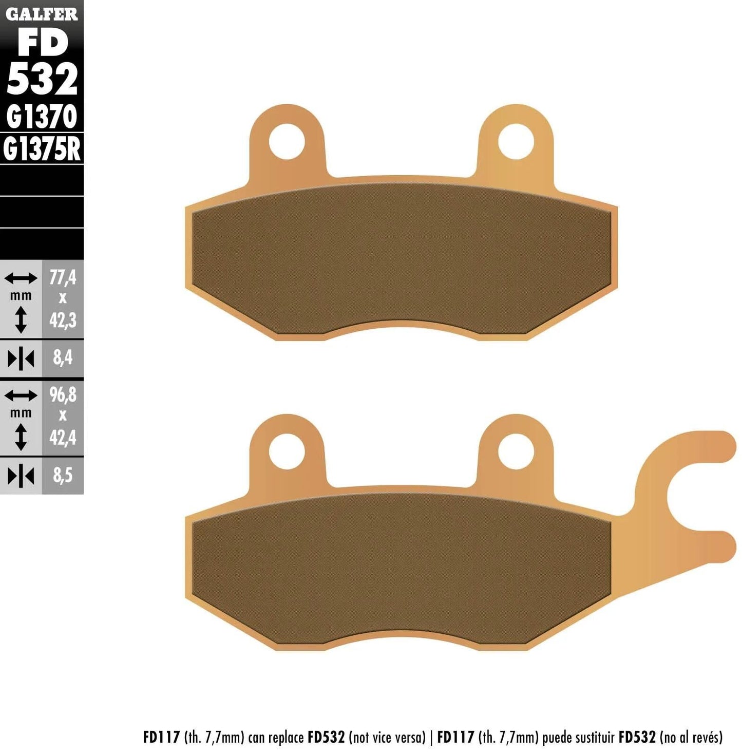 GALFER bremsbelag fd532 brake pad fd532 g1370 sint.metal street