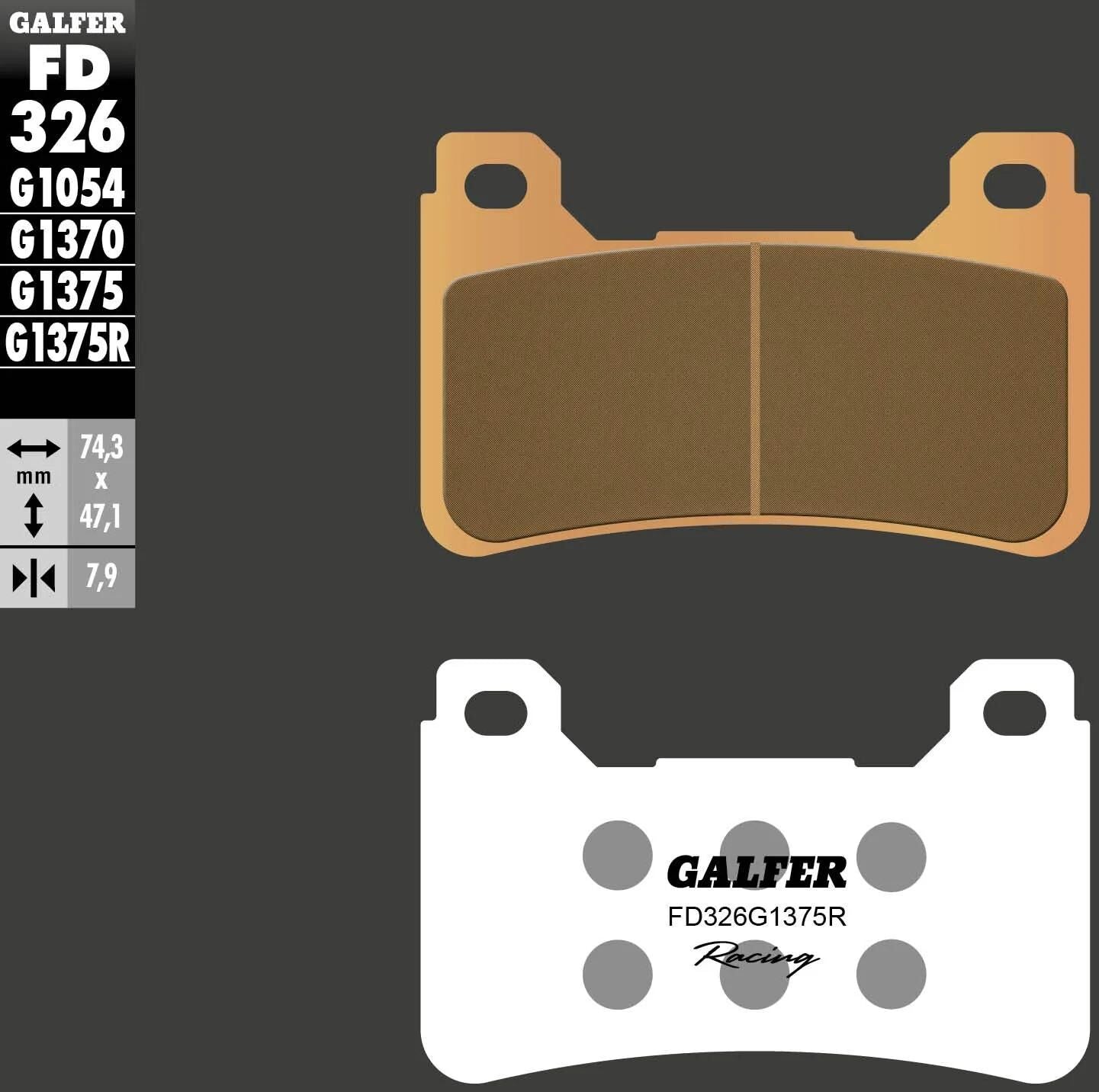 GALFER bremsbelag fd326 brake pad fd326 g1375r sint.metal racing