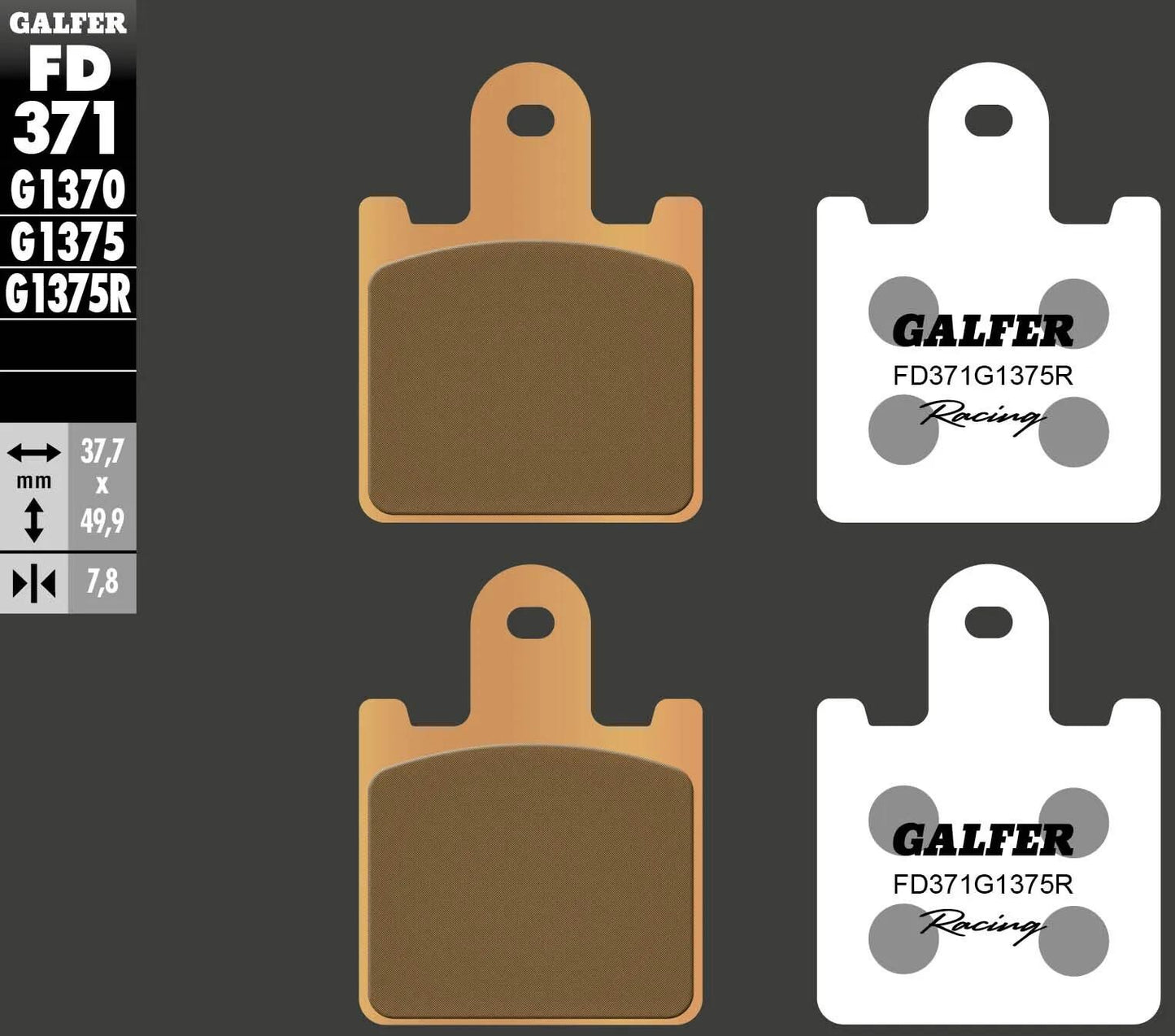 GALFER bremsbelag fd371 brake pad fd371 g1375r sint.metal racing