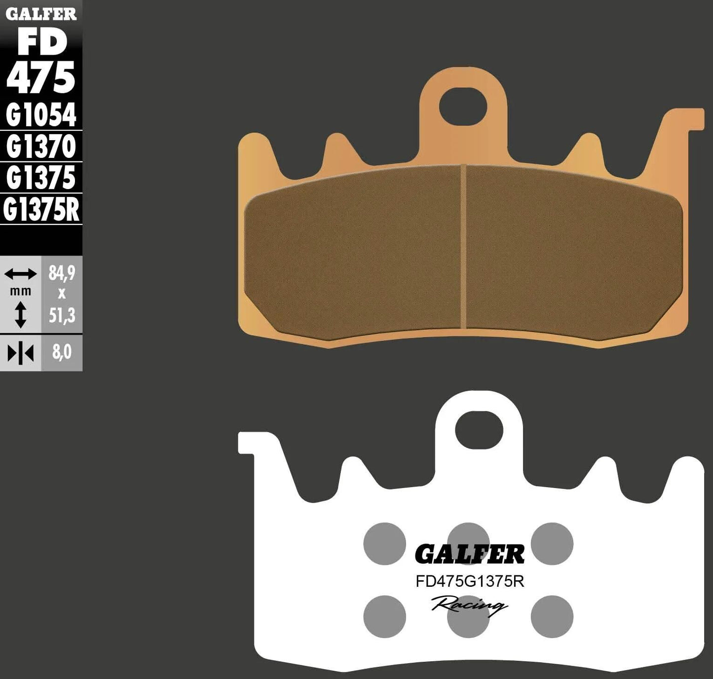 GALFER bremsbelag fd475 brake pad fd475 g1375r sint.metal racing