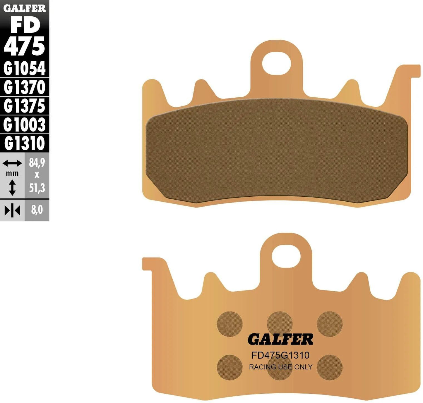 GALFER bremsbelag fd475 brake pad fd475 g1310 sint.metal rac.pro.