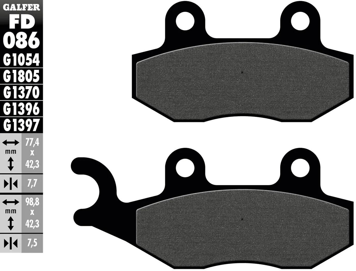 GALFER bremsbelag fd086 brake pad fd086 g1054 organic