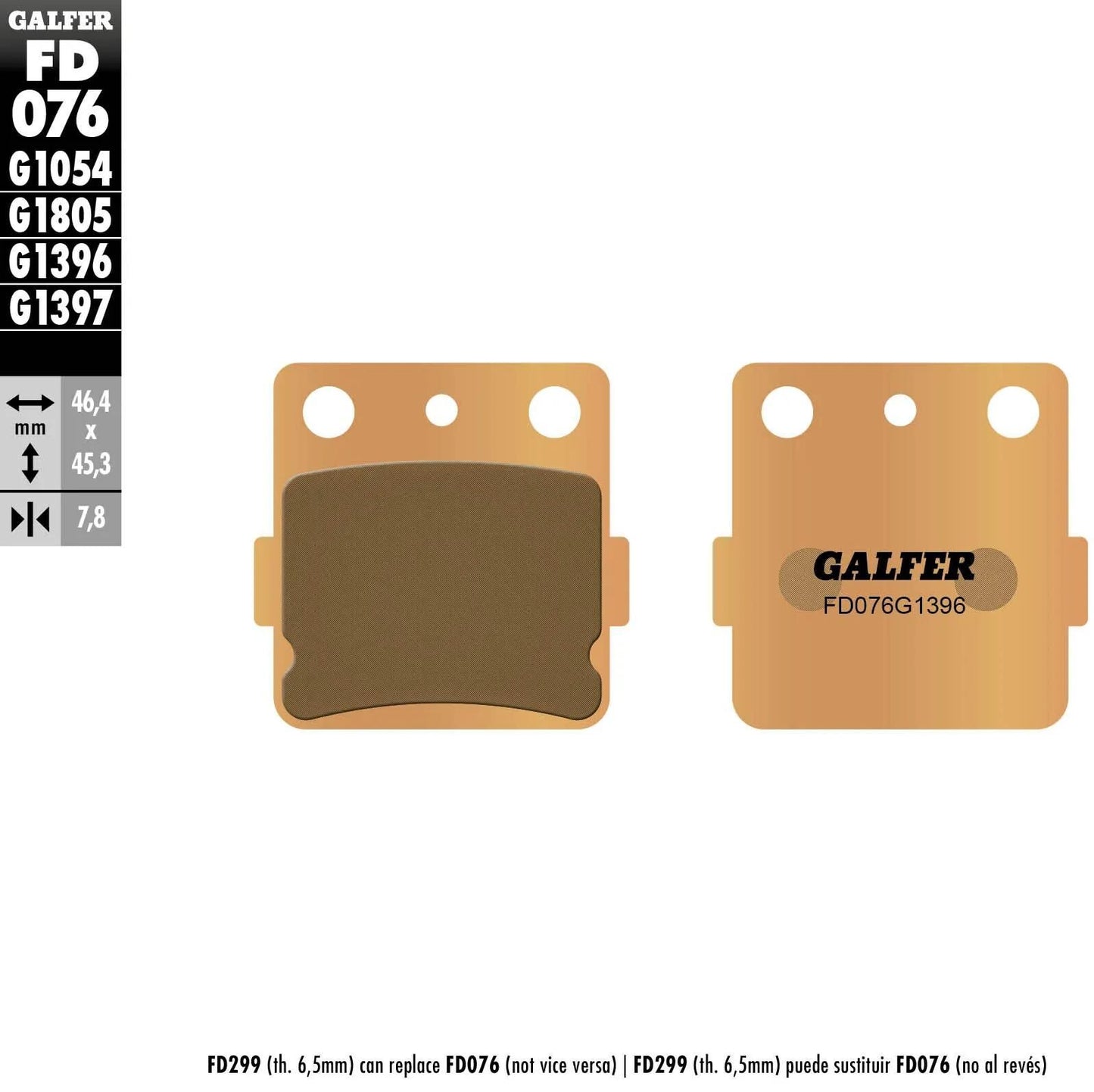 GALFER bremsbelag fd076 brake pad fd076 g1396 sintered metal