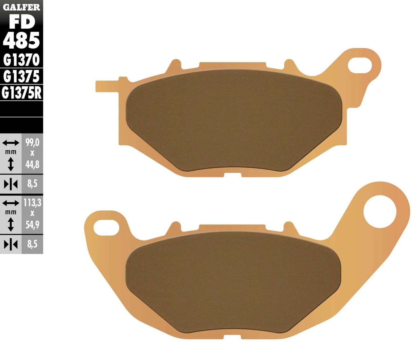 GALFER bremsbelag fd485 brake pad fd485 g1375 sint.metal str. sp.