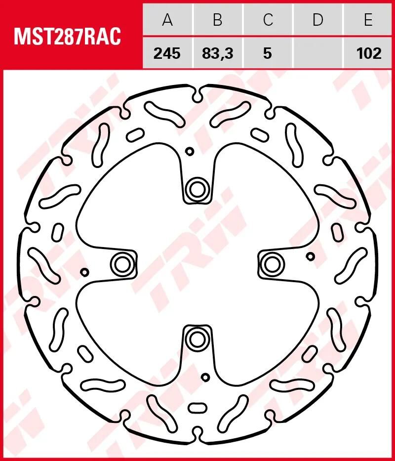 TRW bremsscheibe mst287rac rotor mst287rac rigid