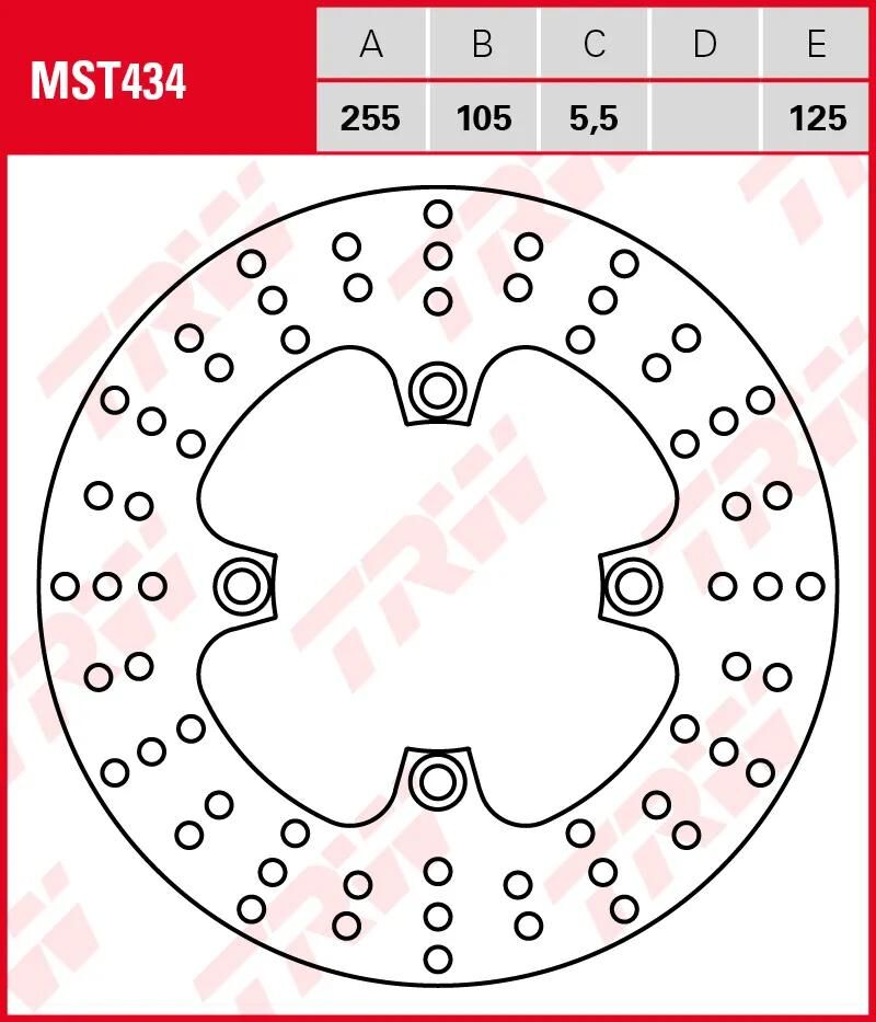 TRW bremsscheibe mst434 rotor mst434 rigid