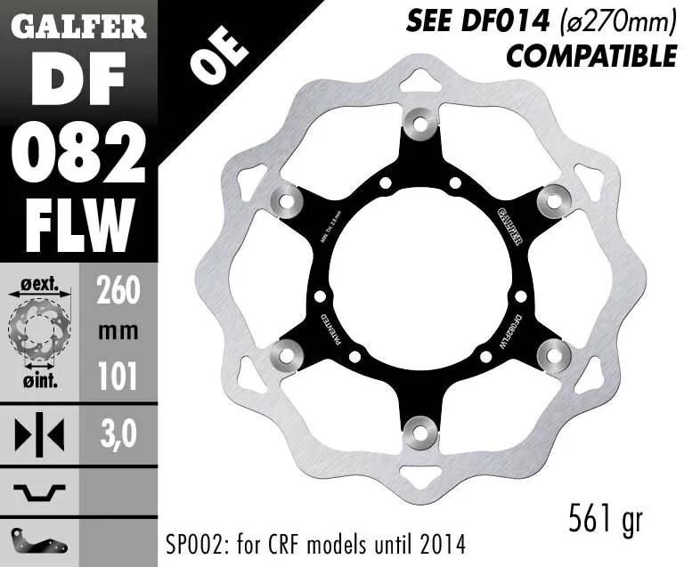 GALFER bremsscheibe df082 wave rotor df082 flw offroad floating
