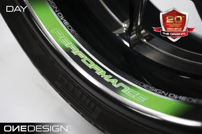 Print felgenrandaufkleber rim sticker 44x300mm 8pcs.green fluor