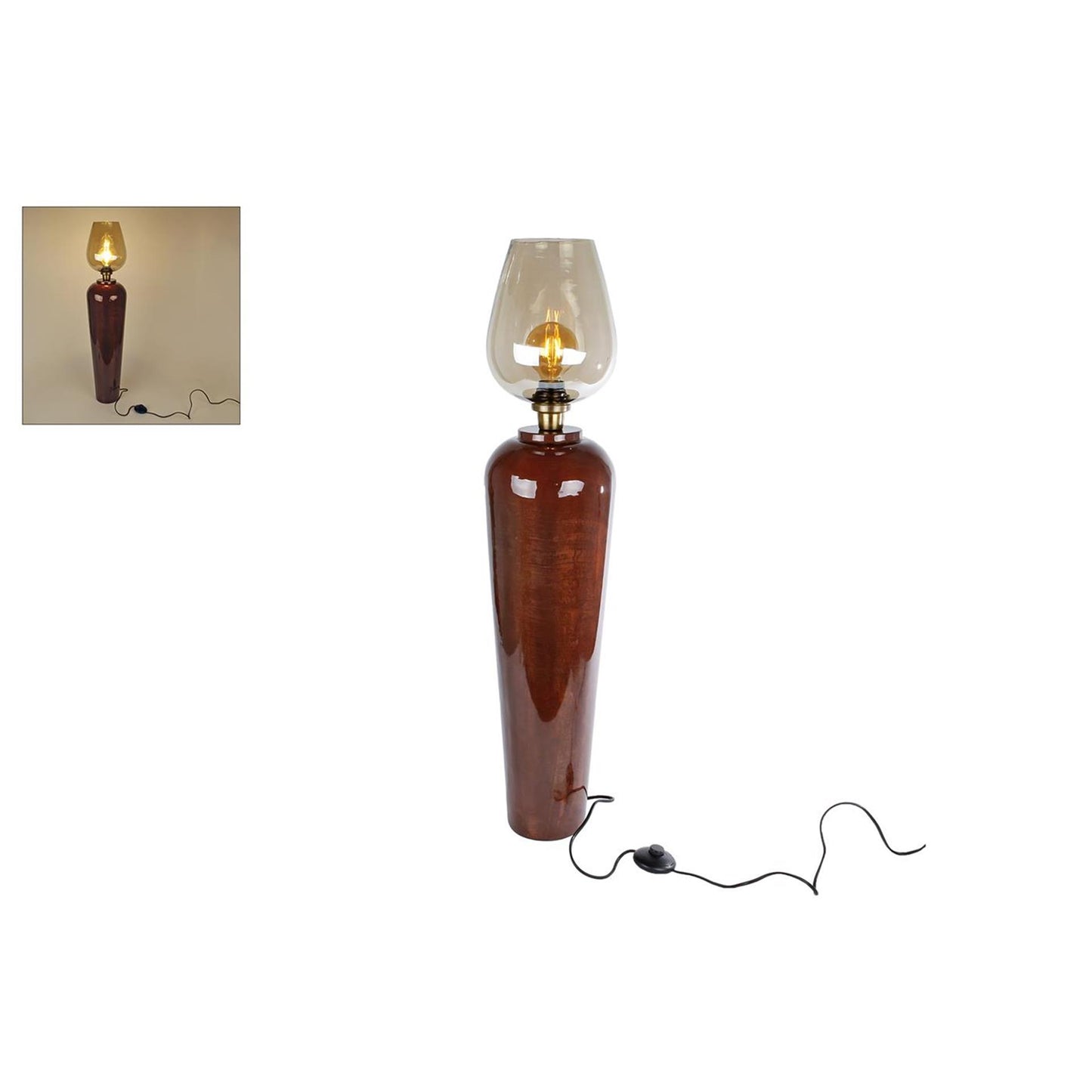 Lamp Martin terra glas metaal 95cm