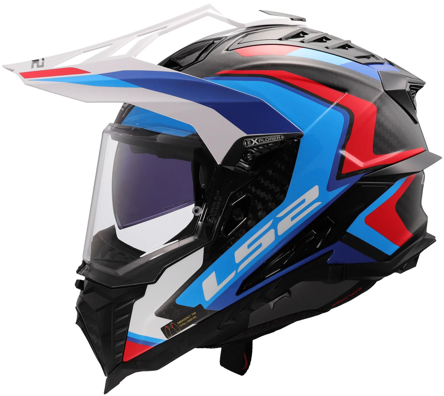 LS2 endurohelm mx701 explorer carbon frontier ii helmet explorer carbo frontier ii white blue l