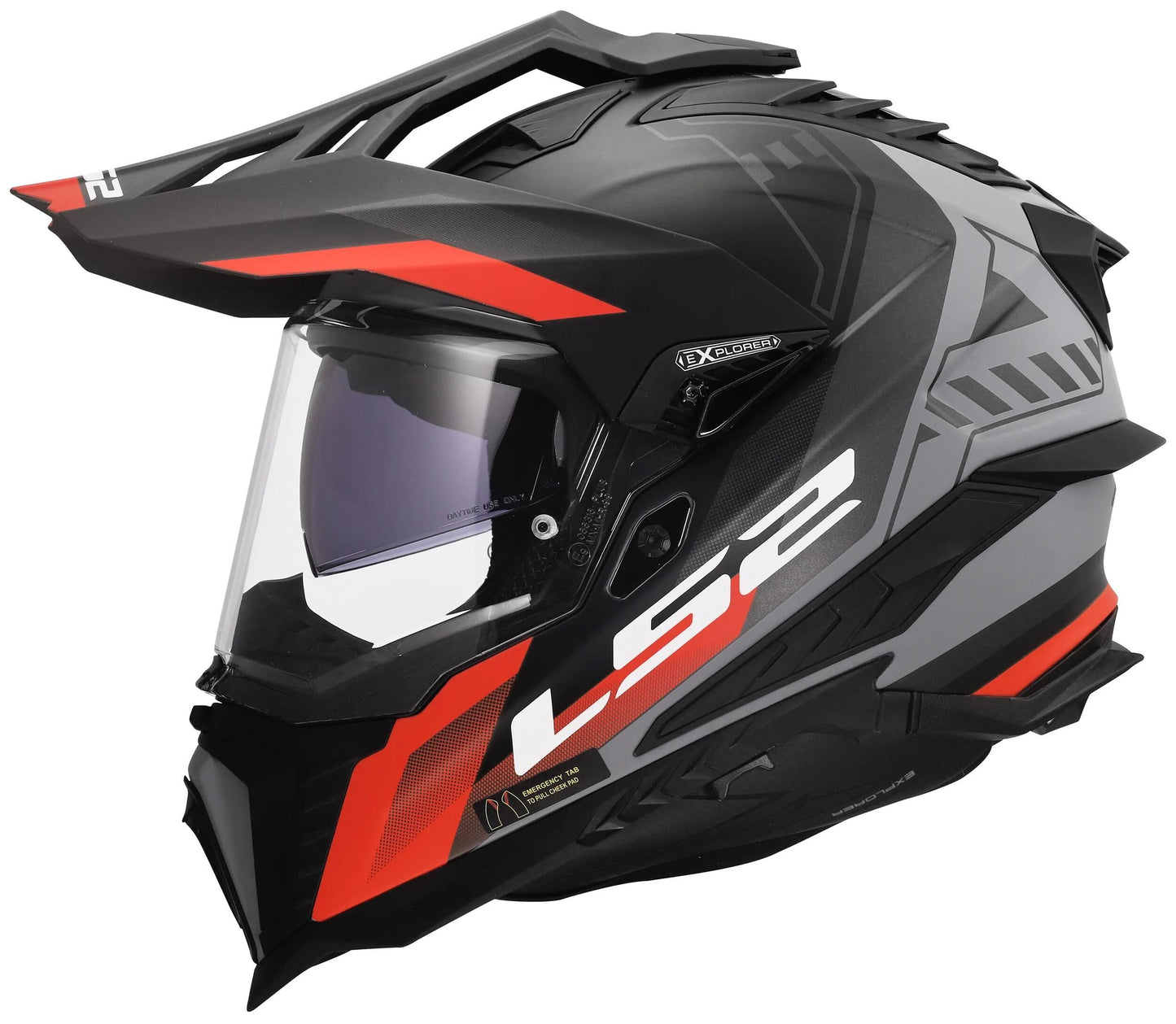 LS2 endurohelm mx701 explorer hexa helmet mx701 explorer hexa matt black red grey