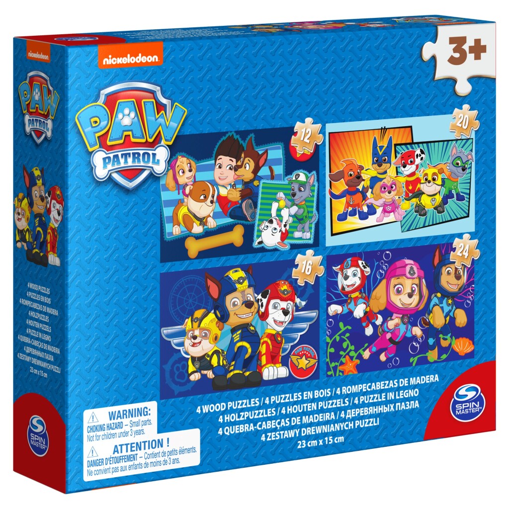 Paw Patrol shoe box 4 houten puzzels 12-16-20-24 stukjes