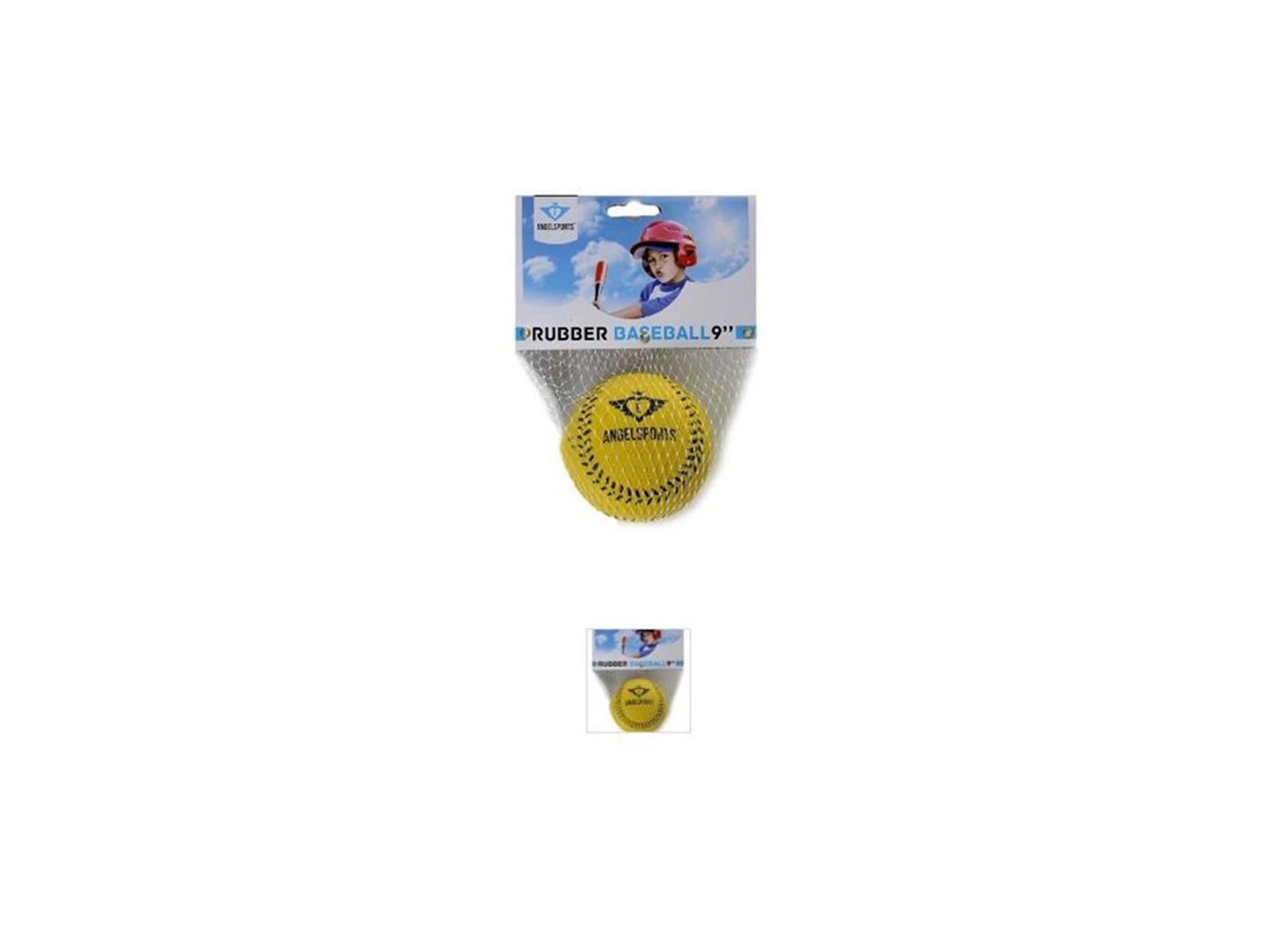 Engelhart Rubber honkbal 9 , kleur geel in net