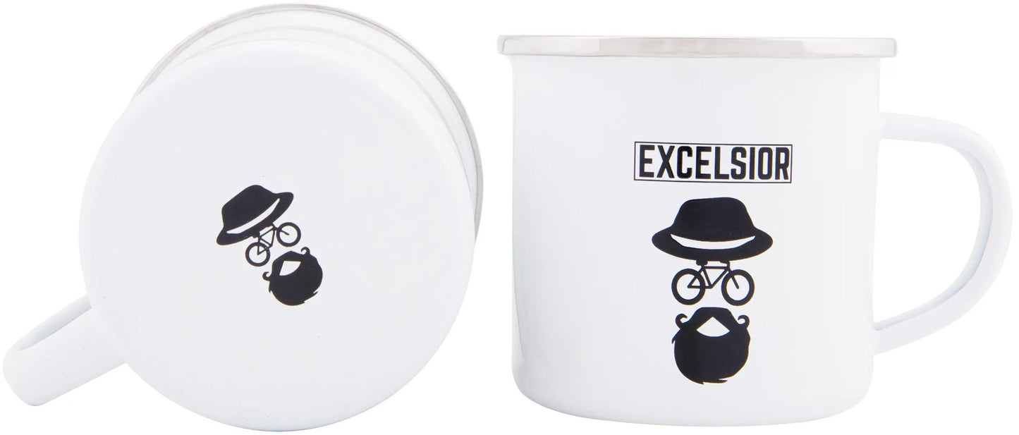 EXCELSIOR becher mug 250ml 300ml white chrome rim