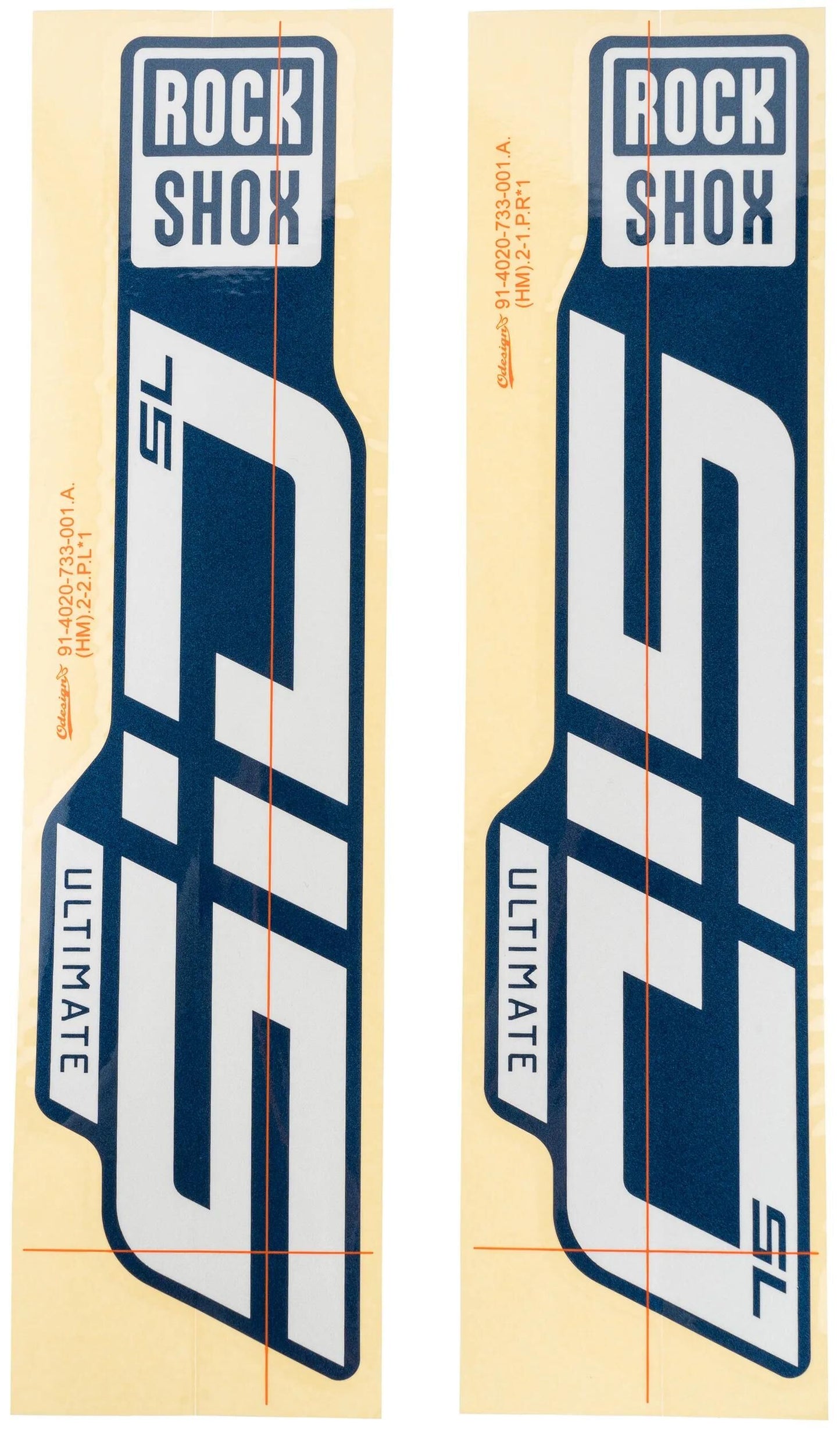 ROCKSHOX dekor set decal set rs glossy white for blue sliders