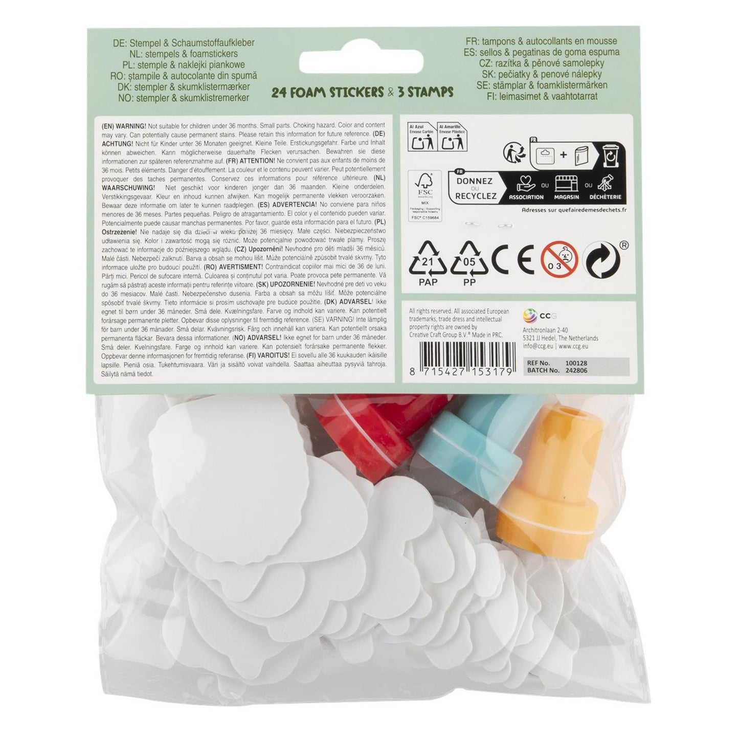 Moxy Zelfinktende stempels, 3st. en foamstickers