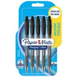 Papermate FlexGrip Ultra balpen zwart Medium 0,5 mm 5 stuks