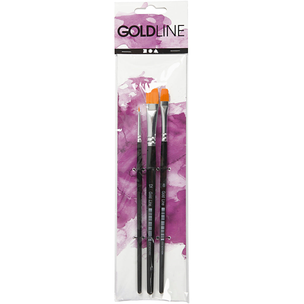 Creativ Company Https: www.cchobby.nl gold-line-penselen-afm-2-8-12-l-16-5-19-cm-b-3-12-mm-plat-3-stuk-1-doos
