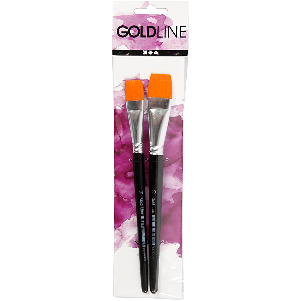 Creativ Company Https: www.cchobby.nl gold-line-penselen-afm-16-20-l-19-20-cm-b-17-24-mm-plat-2-stuk-1-doos