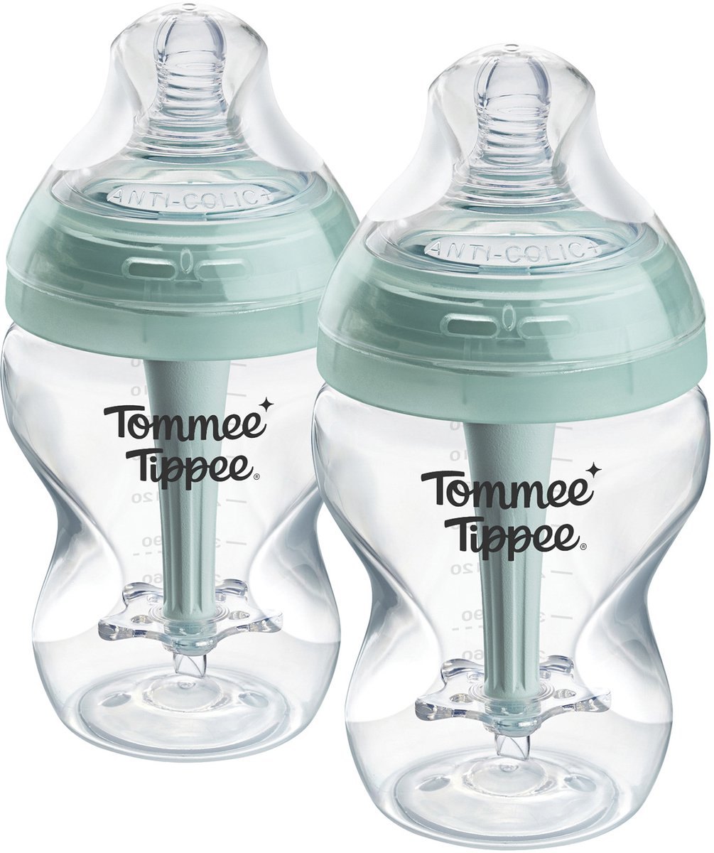 Tommee Tippee advanced anti-colic babyflessen - set van 2 x 260ml baby flessen - lage stroomsnelheid - 0m+