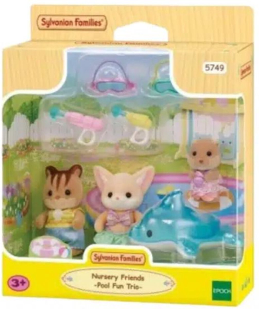 Sylvanian Families 5749 trio peutervriendjes zwembad fun- inclusief 3 fluweelzachte speelfiguren