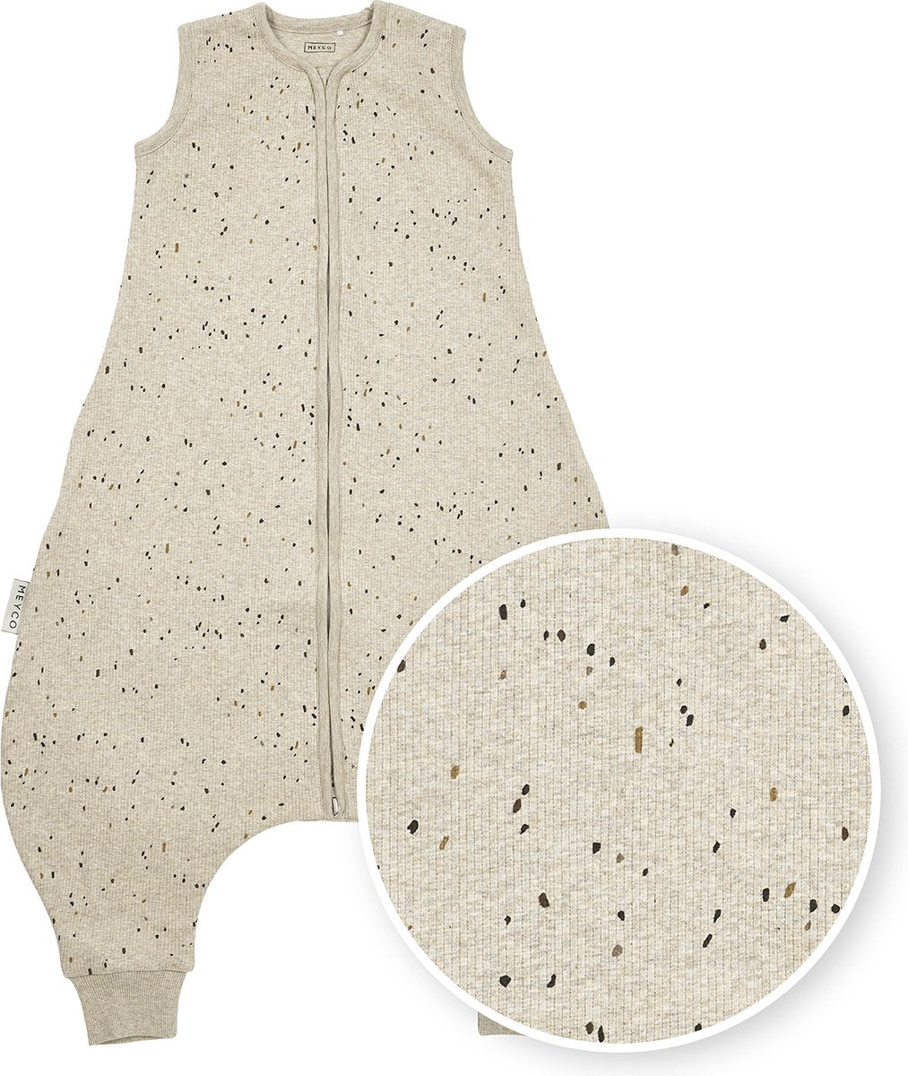 Meyco baby rib mini spot baby zomer slaapoverall jumper - sand melange - 92cm - 0.5 tog