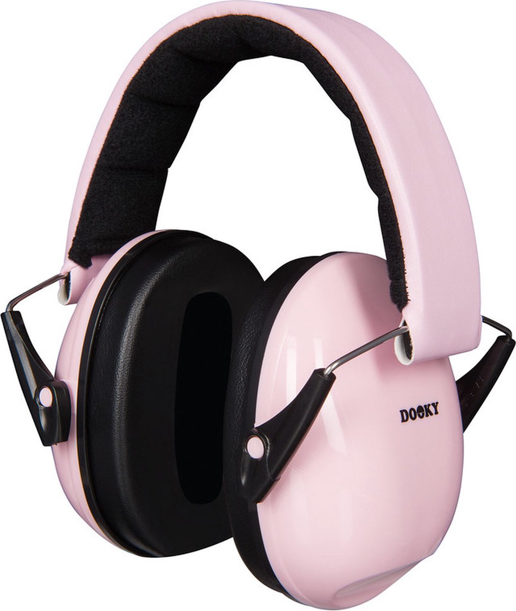 Dooky® Dooky gehoorbescherming kinderen - verstelbare koptelefoon 5-16 jaar - 28db isolatie - ideaal voor school, evenementen drukke omgevingen - oorkappen met opbergzakje - noise cancelling headphones - roze
