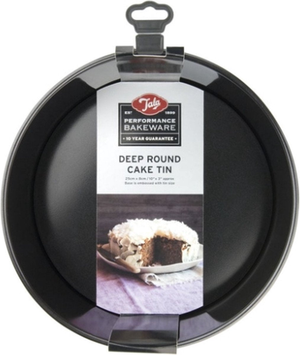 Tala performance – ronde bakvorm extra diep – 25 cm – met losse bodem – dubbele anti-aanbaklaag – koolstofstaal – bpa- pfoa-vrij – vaatwasser-, oven-, koelkast- vriezerbestendig